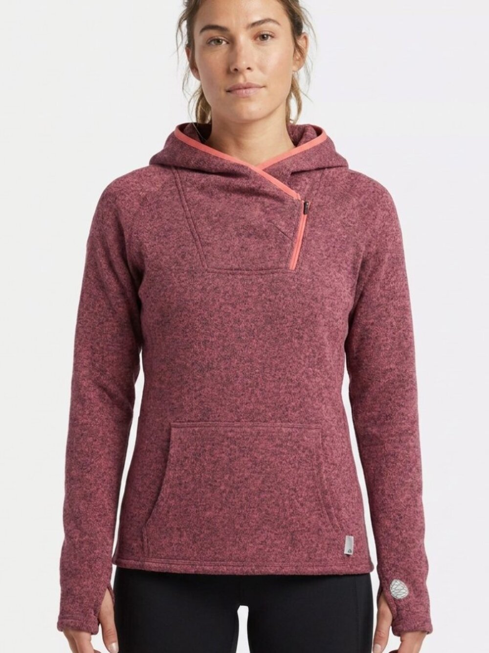 Stio Sweetwater Fleece Hoodie S Maroon Pink Asymmetrical Zip
